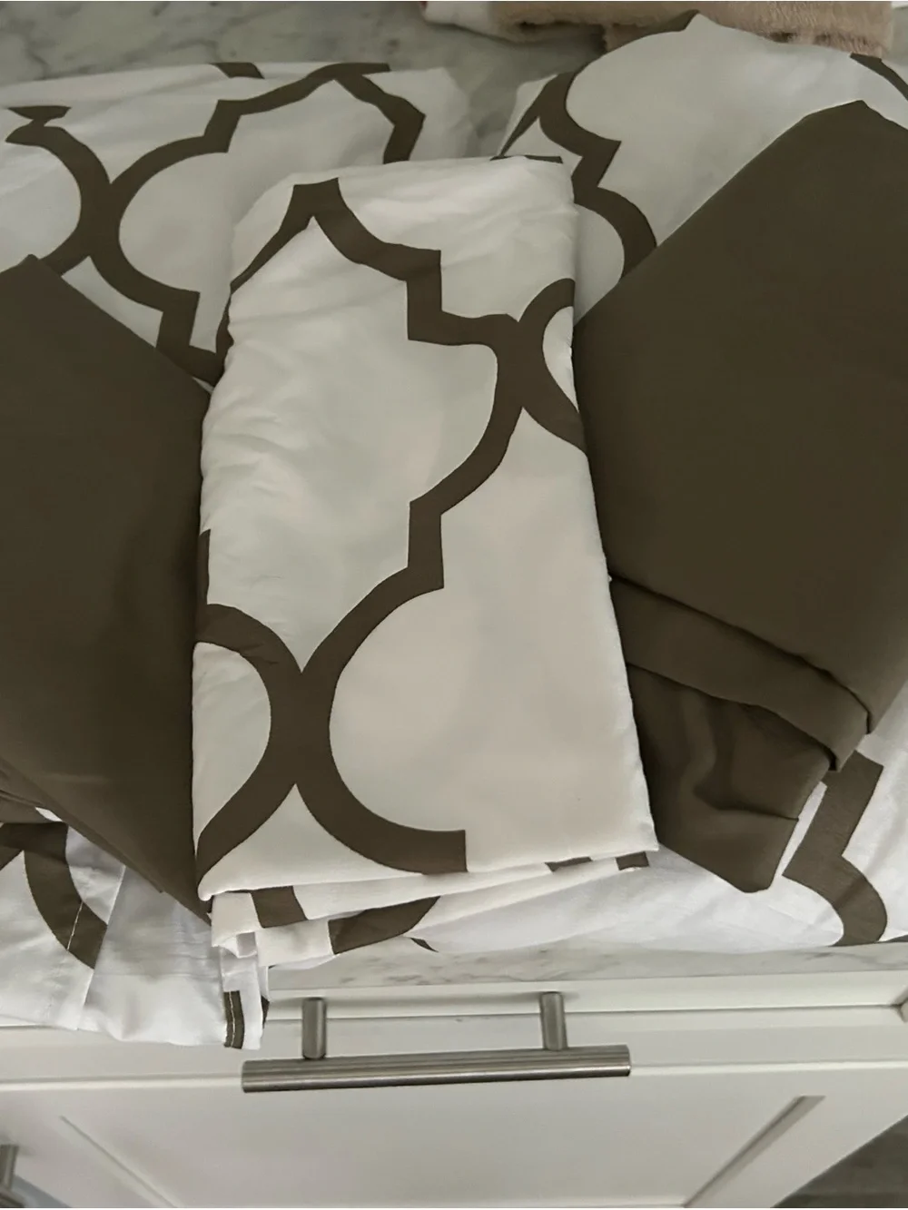 Modern Brown and White Geometric Duvet Cover Set